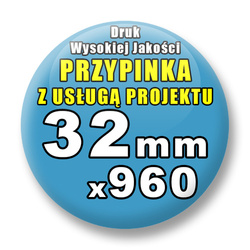Przypinki 960 szt. / Buttony Badziki Na Zamówienie / Twój Wzór Logo Foto Projekt / 32 mm.