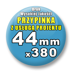 Przypinki 380 szt. / Buttony Badziki Na Zamówienie / Twój Wzór Logo Foto Projekt / 44 mm.