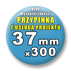 Przypinki 300 szt. / Buttony Badziki Na Zamówienie / Twój Wzór Logo Foto Projekt / 37 mm.