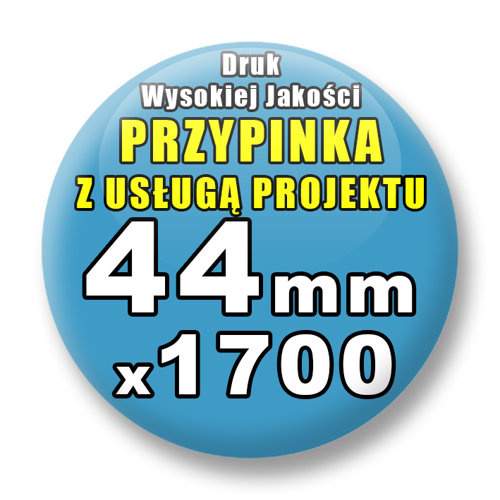 Przypinki 1700 szt. / Buttony Badziki Na Zamówienie / Twój Wzór Logo Foto Projekt / 44 mm.
