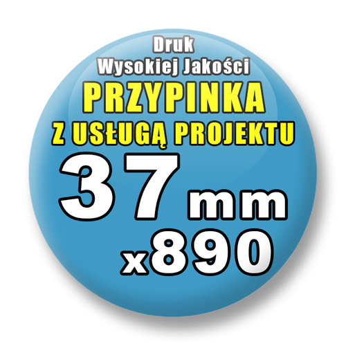 Przypinki 890 szt. / Buttony Badziki Na Zamówienie / Twój Wzór Logo Foto Projekt / 37 mm.